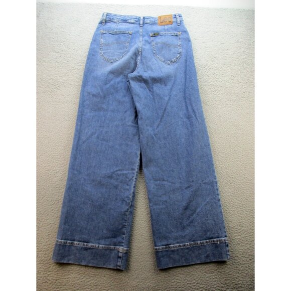 Lee Denim - LEE Jeans Womens 14 Blue Straight Wide Leg Curvy High Rise Trouser Denim (30x32)